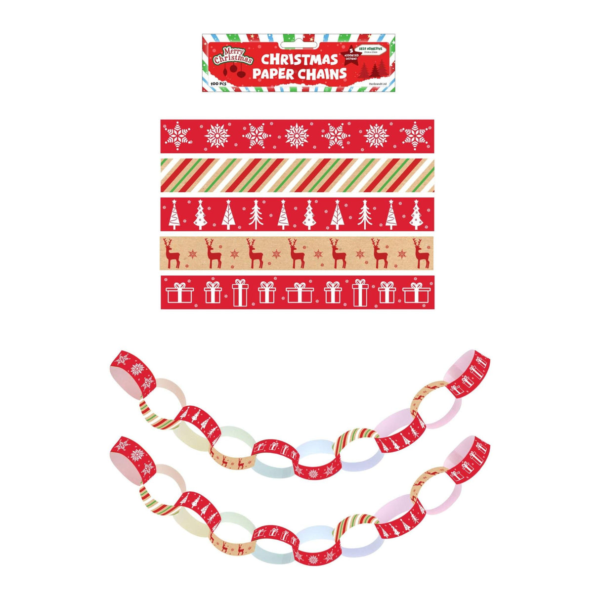 Christmas Paper Chains DIY Decoration Set Quantities of 24 Wholesale