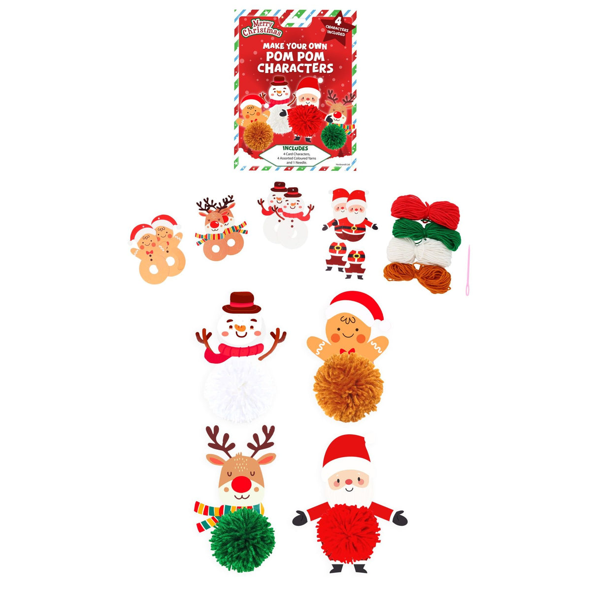Christmas Pom Pom Wool Kit Quantities of 12