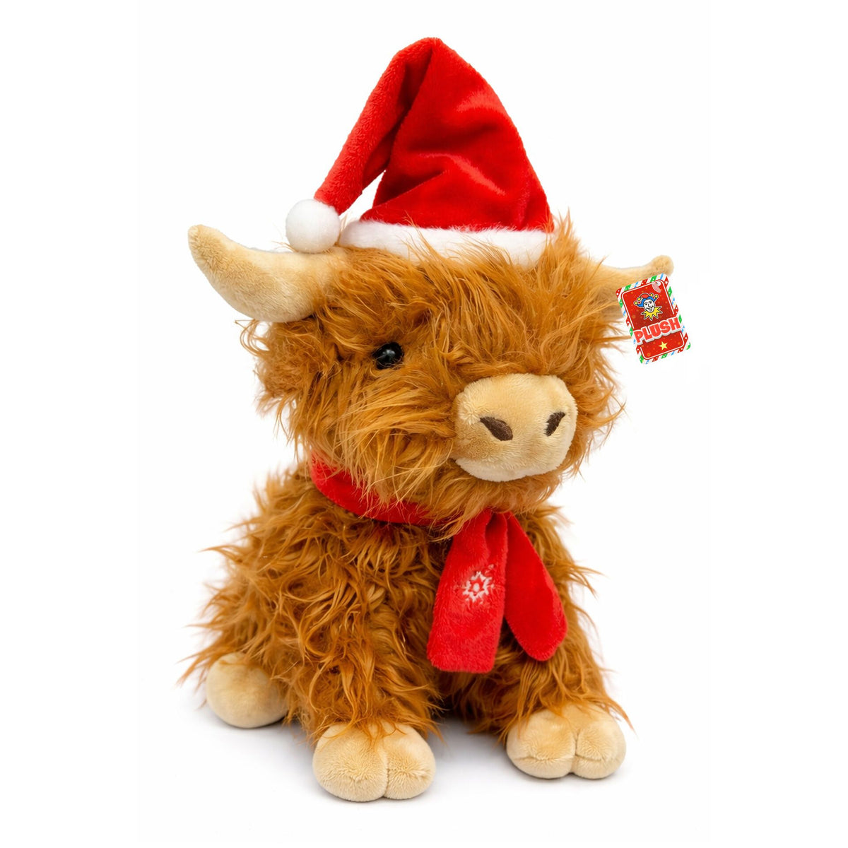 Christmas Highland Cow Plushie (9 in / 23cm) Quantities of 12 Wholesale