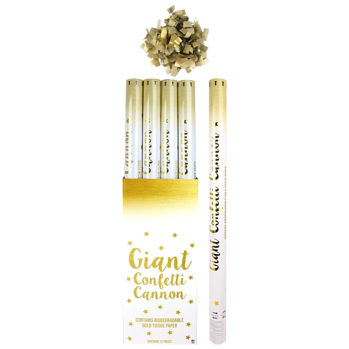 Gold Confetti Cannon (80cm) Quantities of 12 Wholesale