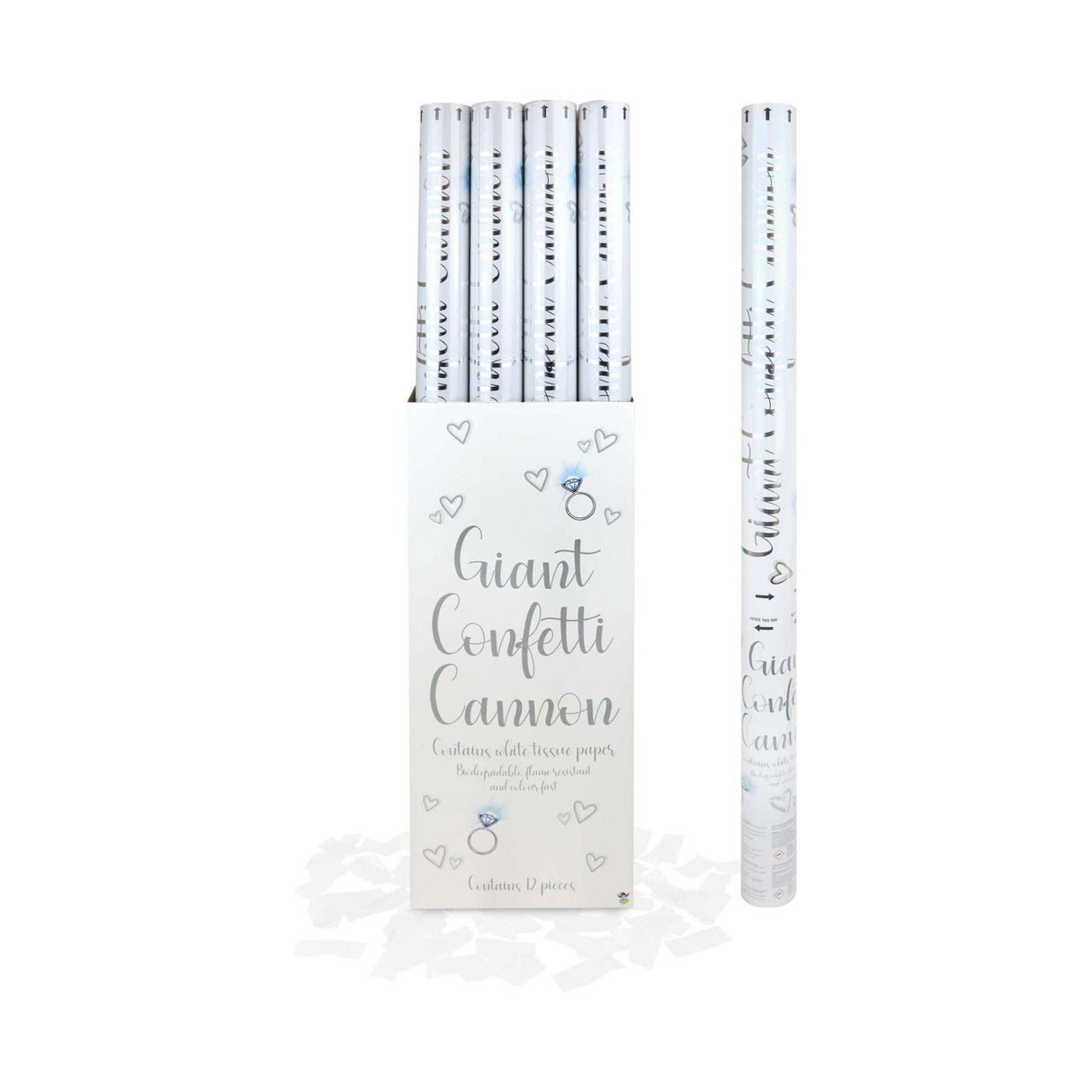 White Confetti Cannon (80cm) Quantities of 12 Wholesale