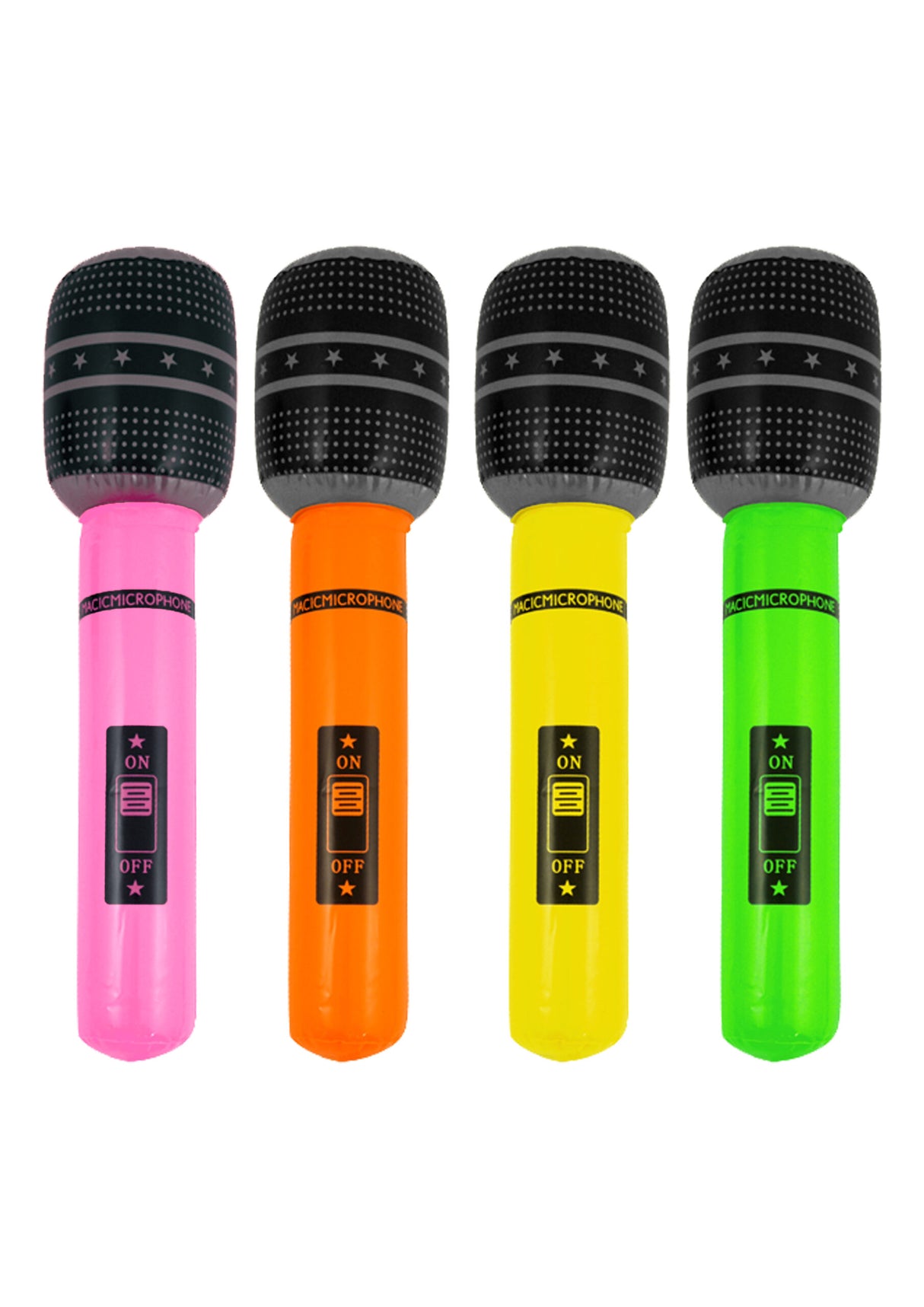 Inflatable Microphone 4 Assorted Neon Colours (25cm)