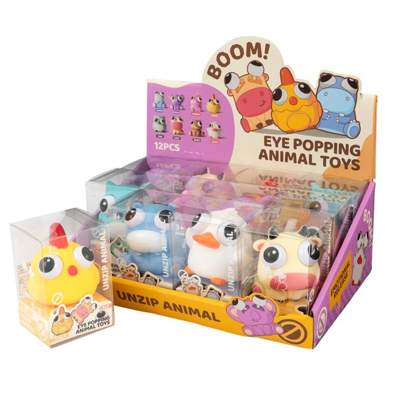 10cm Eye Popping Squish Animals Quantities of 12 Wholesale