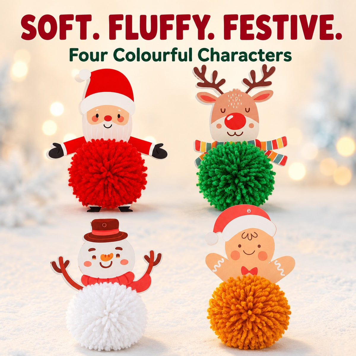 Christmas Pom Pom Wool Kit Quantities of 12