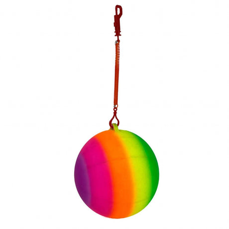 Neon Rainbow Ball with Spiral Keyring 18cm Quantities of 12 Wholesale