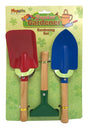 Children's gardening set with shovel, trowel, and rake for nature play.