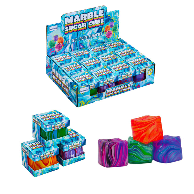 Sugar Squishy 6cm Marble Cube Quantities of 12 Wholesale
