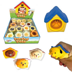Squishy Pop Up Pets In Kennel Quantities of 12 Wholesale