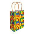 Colorful brick-themed party bag with orange handles.