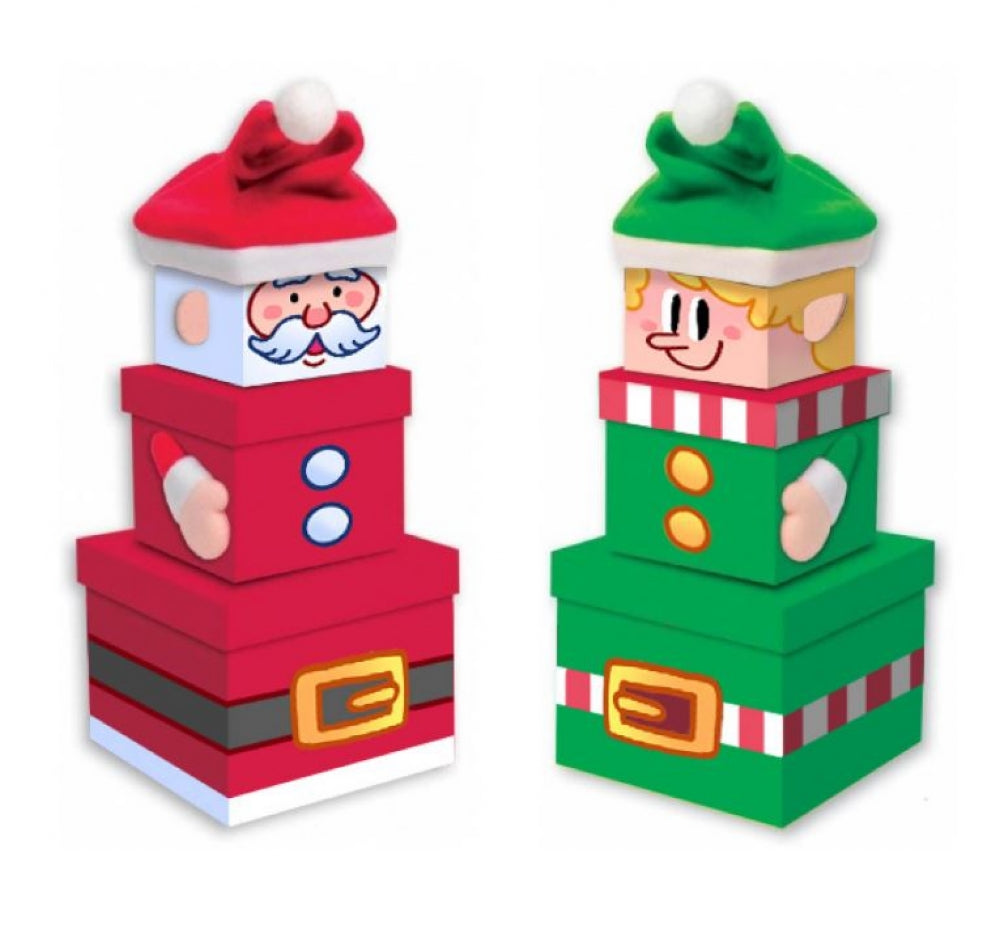 Nesting Gift Boxes 3pc Santa & Elf Quantities of 9