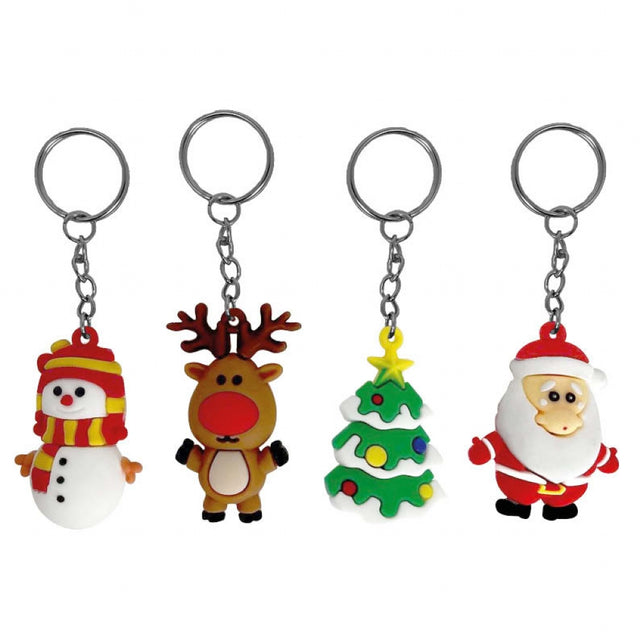 Christmas 3D Keyrings 7cm Quantities of 12 Wholesale
