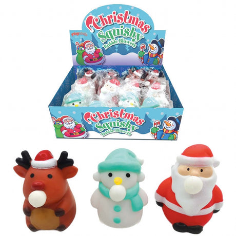 Christmas Squishy Bubble Blowers Quantities of 12 Wholesale