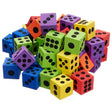 Colorful big foam dice for games and activities.