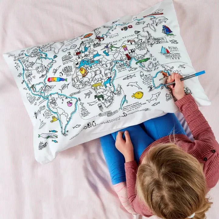 World Map Pillowcase - Diy Colouring Kit - TC Toys