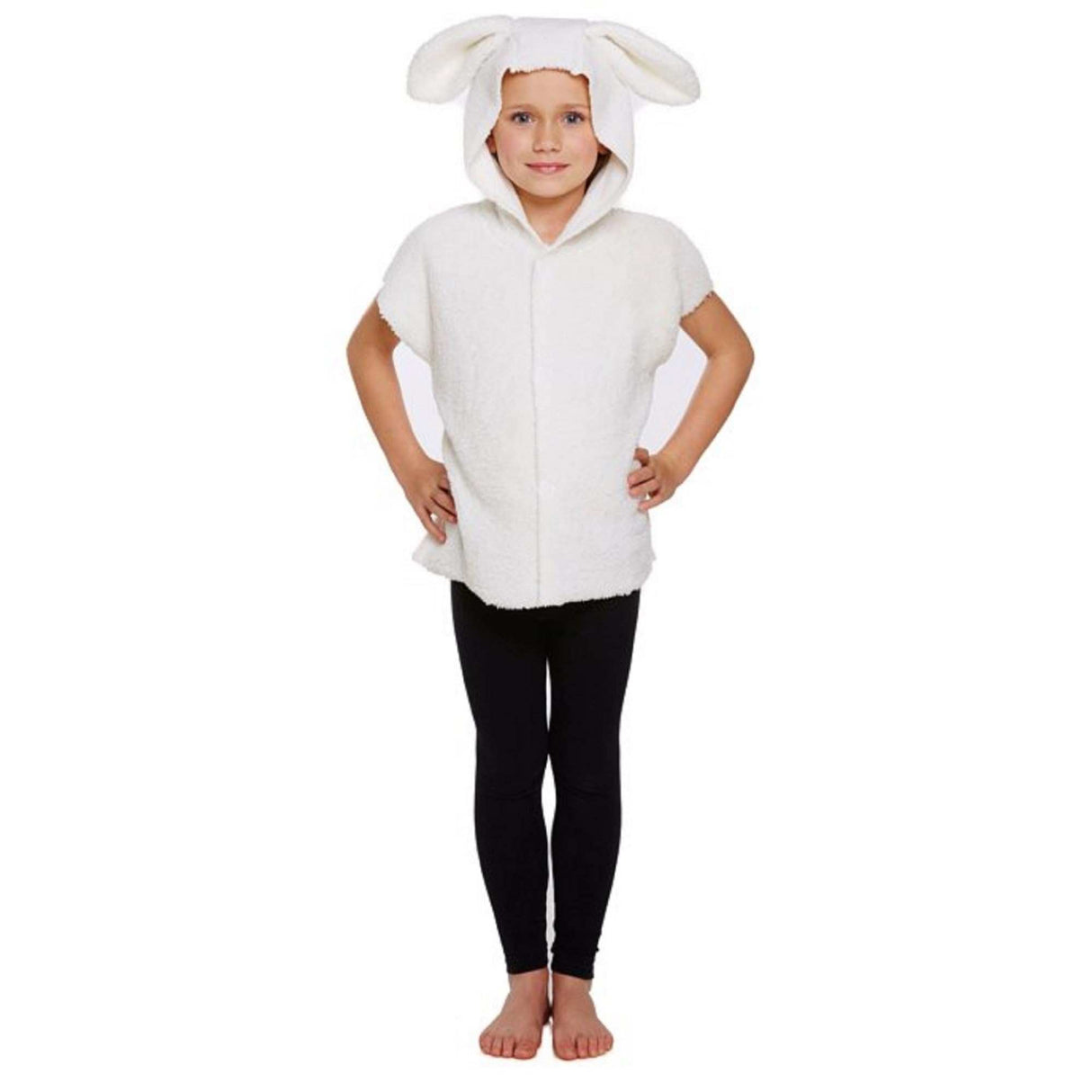 Children’s white sheep costume fleece for ages 7-9.