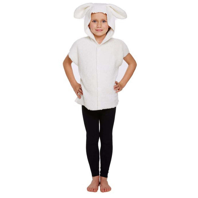 Children’s white sheep costume fleece for ages 7-9.