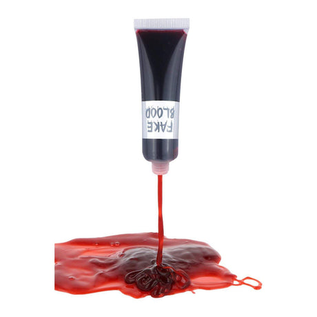 16ml fake blood tube, liquid red special effects makeup perfect for Halloween costumes and theatre use.