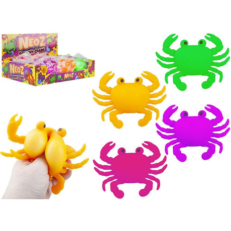 Neon Crab Squishy 12cm x 10cm Quantities of 12 Wholesale
