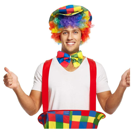 ADULT MENS RAINBOW COLOURED CLOWN COSTUME - ONE SIZE - FITS 44'' CHEST - TC Toys