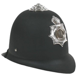 Children's Police Helmet, hard black and silver British design, perfect for dress-up and role-play.