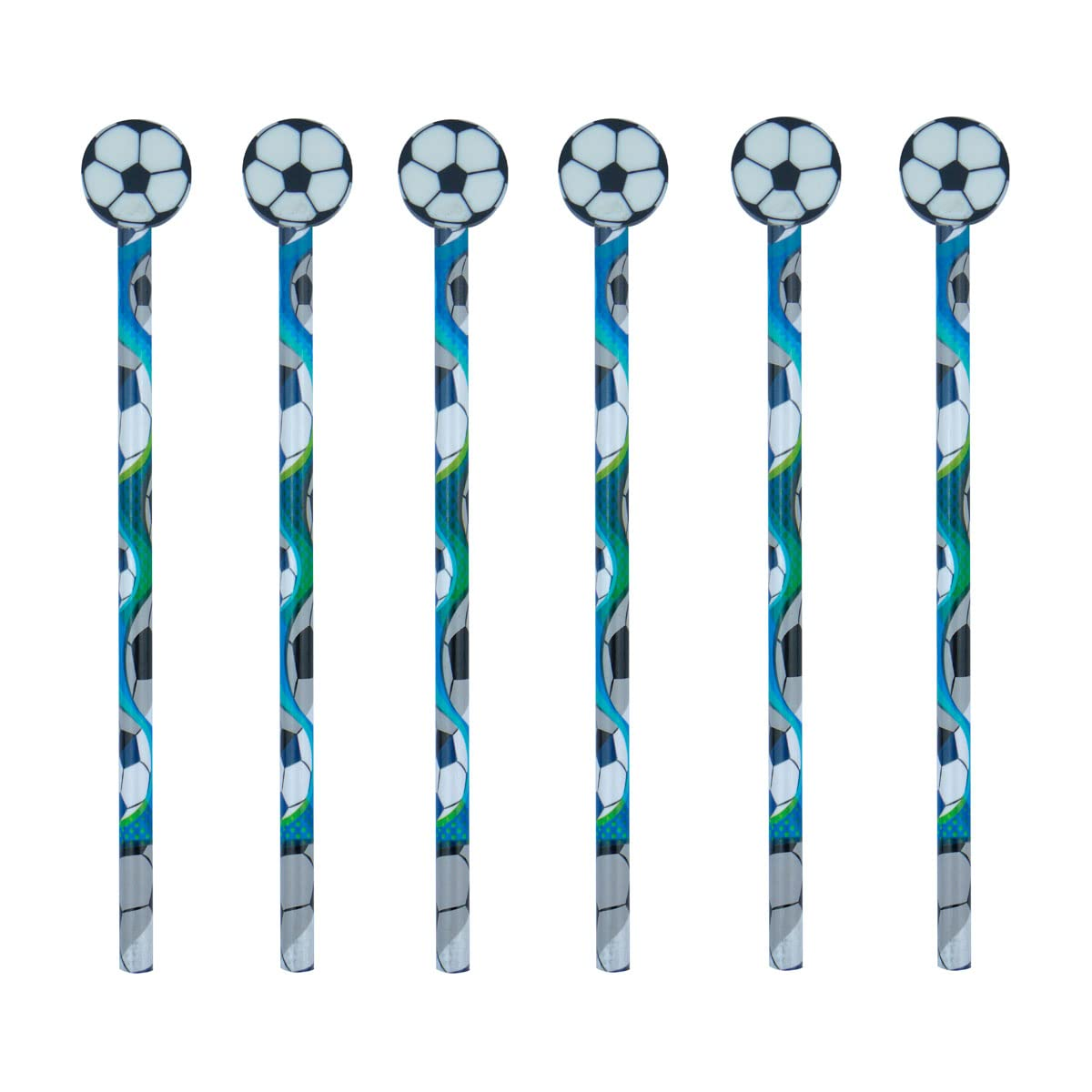 Wholesale bulk pack of 24 football pencils with novelty eraser toppers.