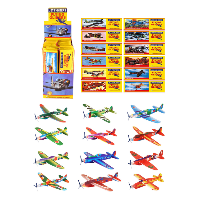 48 Flying Glider Plane Kits, WW2 themed, party bag fillers for children.