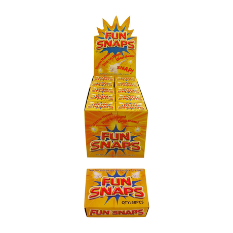 50 Boxes of Fun Snaps wholesale display for parties and playtime.