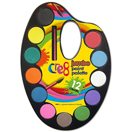Children's Water Colour Paint Palette & Brush Set, 12 vibrant colours.