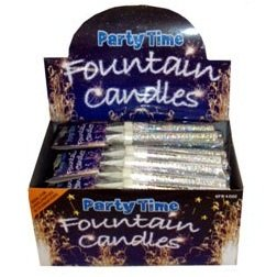 SILVER Ice Sparkling fountain candles wholesale box, 24 packs of 2, total 48.