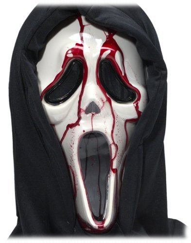 HENBRANDT Bleeding Scream Mask with realistic blood effect and black hood for Halloween costume