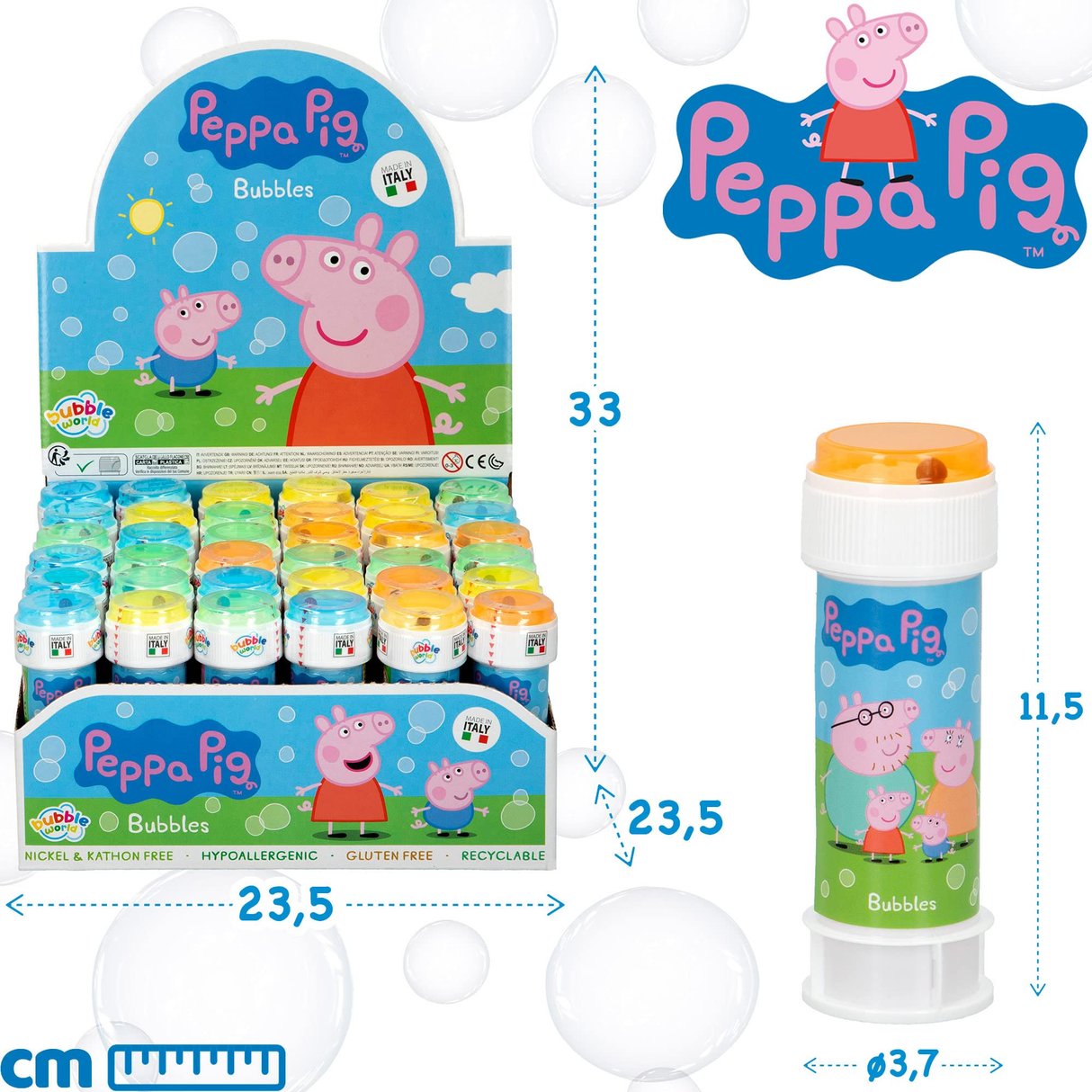 Peppa Pig 60ml Bubbles wholesale box of 36 for kids' entertainment.