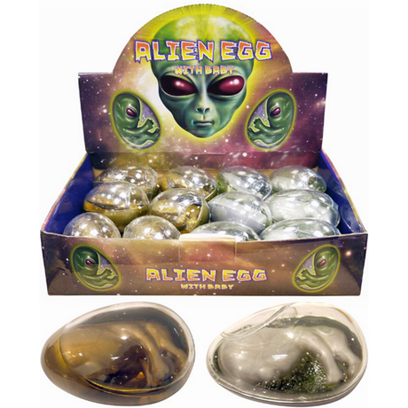 Henbrandt Giant Alien Eggs display box with individually wrapped toys.