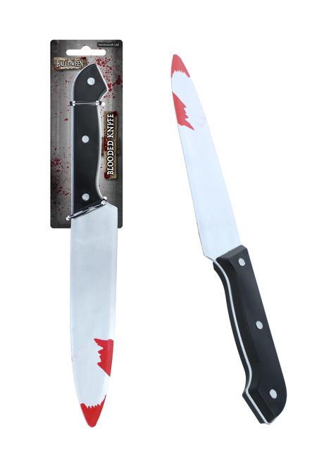 HENBRANDT Bloodied Knife 31cm fake kitchen knife with blood splatter Halloween prop accessory