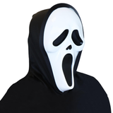 Adult Screaming Ghost Skull Mask with black hood for Halloween costume and cosplay