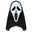 Adult screaming ghost skull mask with black hood for Halloween costume