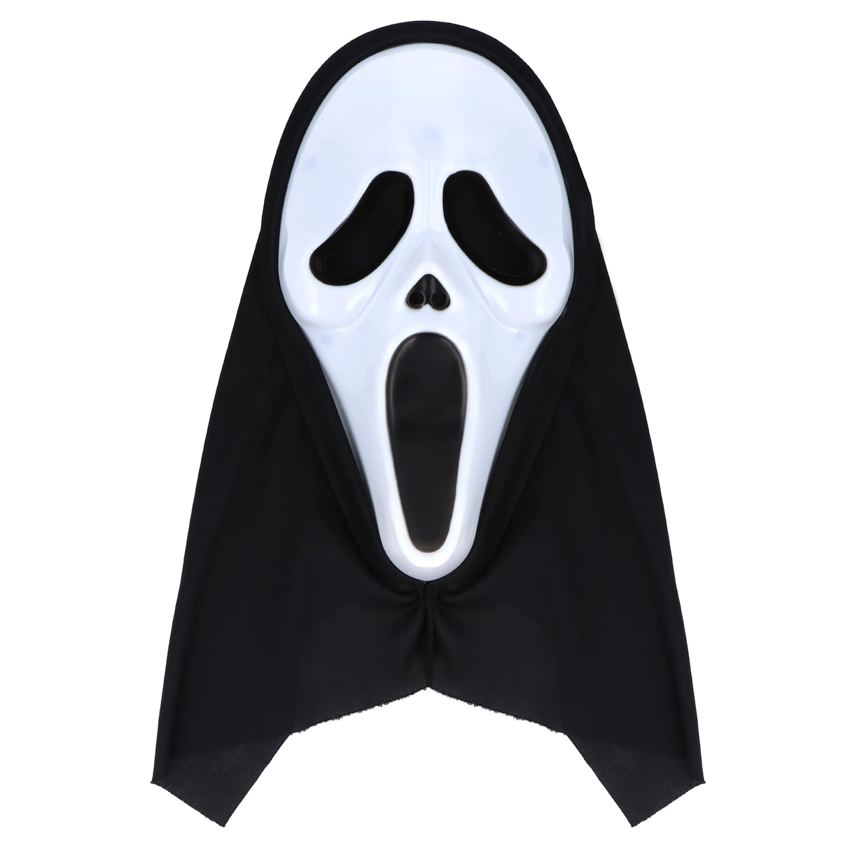 Adult screaming ghost skull mask with black hood for Halloween costume