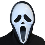 Adult screaming ghost skull mask with black hood for Halloween costumes