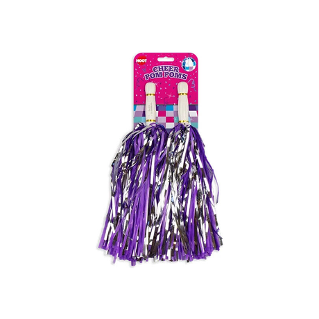 Silver and purple cheerleader pompoms dancewear accessory.