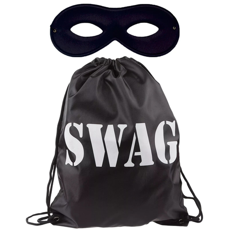 Swag Bag with eye mask for World Book Day fancy dress costume.