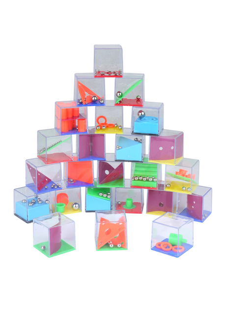 Mini Puzzle Ball Challenge Cubes in vibrant stack formation, ideal for party bags and rewards.