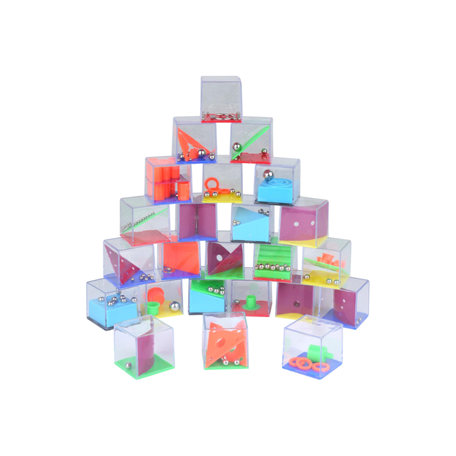 Mini Puzzle Ball Challenge Cubes in vibrant stack formation, ideal for party bags and rewards.