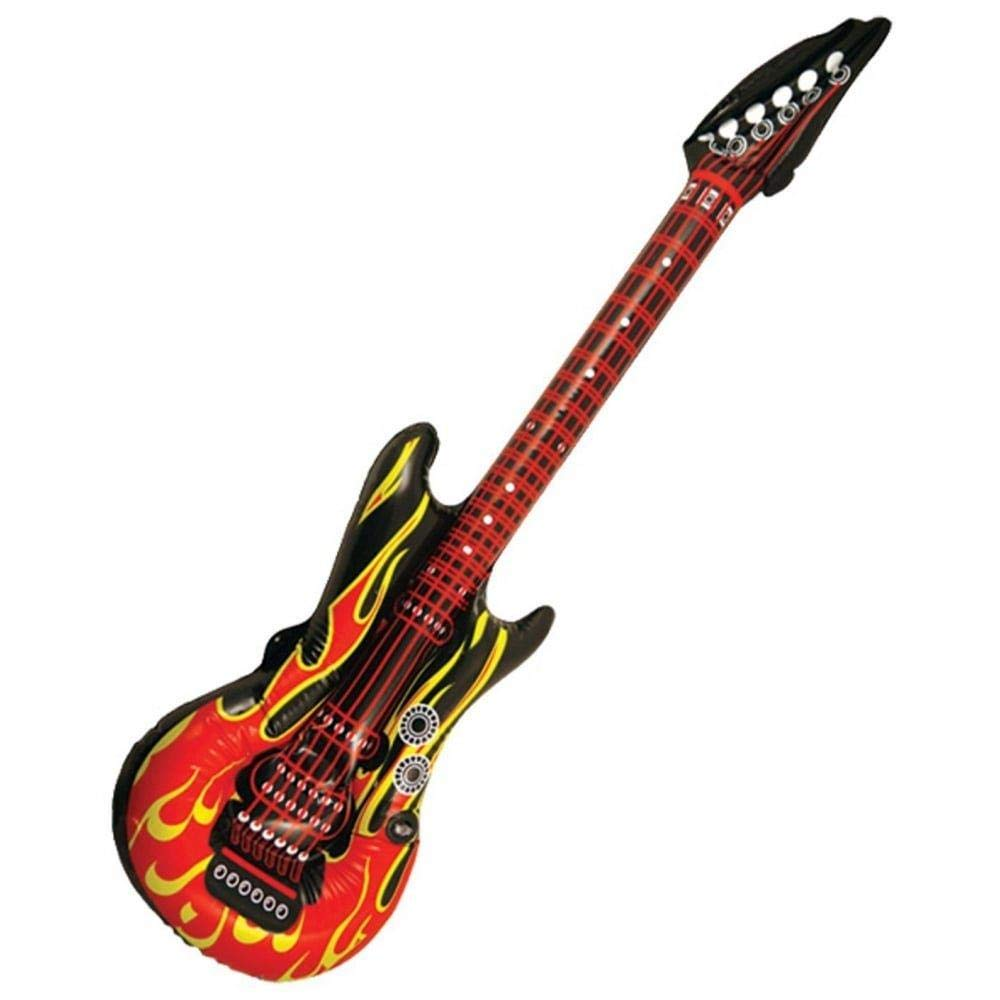 Bristol Novelty inflatable rock guitar with flame design, 106cm.