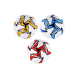 White leather football in blue, red, and yellow designs, durable size 5 for all-weather play.