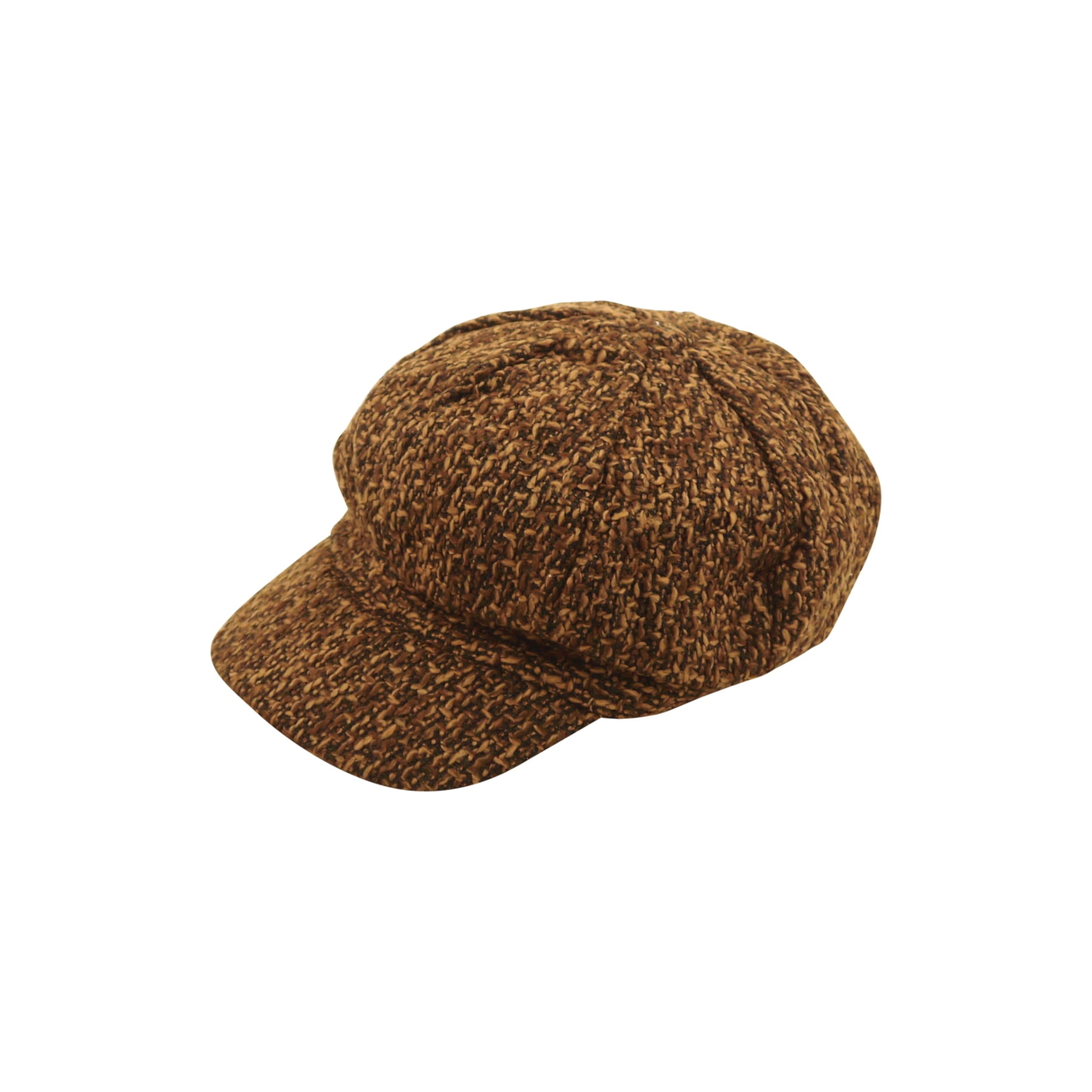 Child Brown Baker Boy Flat Cap with 8-panel design and tweed texture.