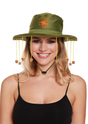 HENBRANDT Single Australia Hat with corks and kangaroo emblem, green, adult size.