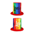 HENBRANDT Single Rainbow Pride 'Love is Love' Extra Tall Top Hat with vibrant rainbow stripes, perfect for LGBTQ+ events.