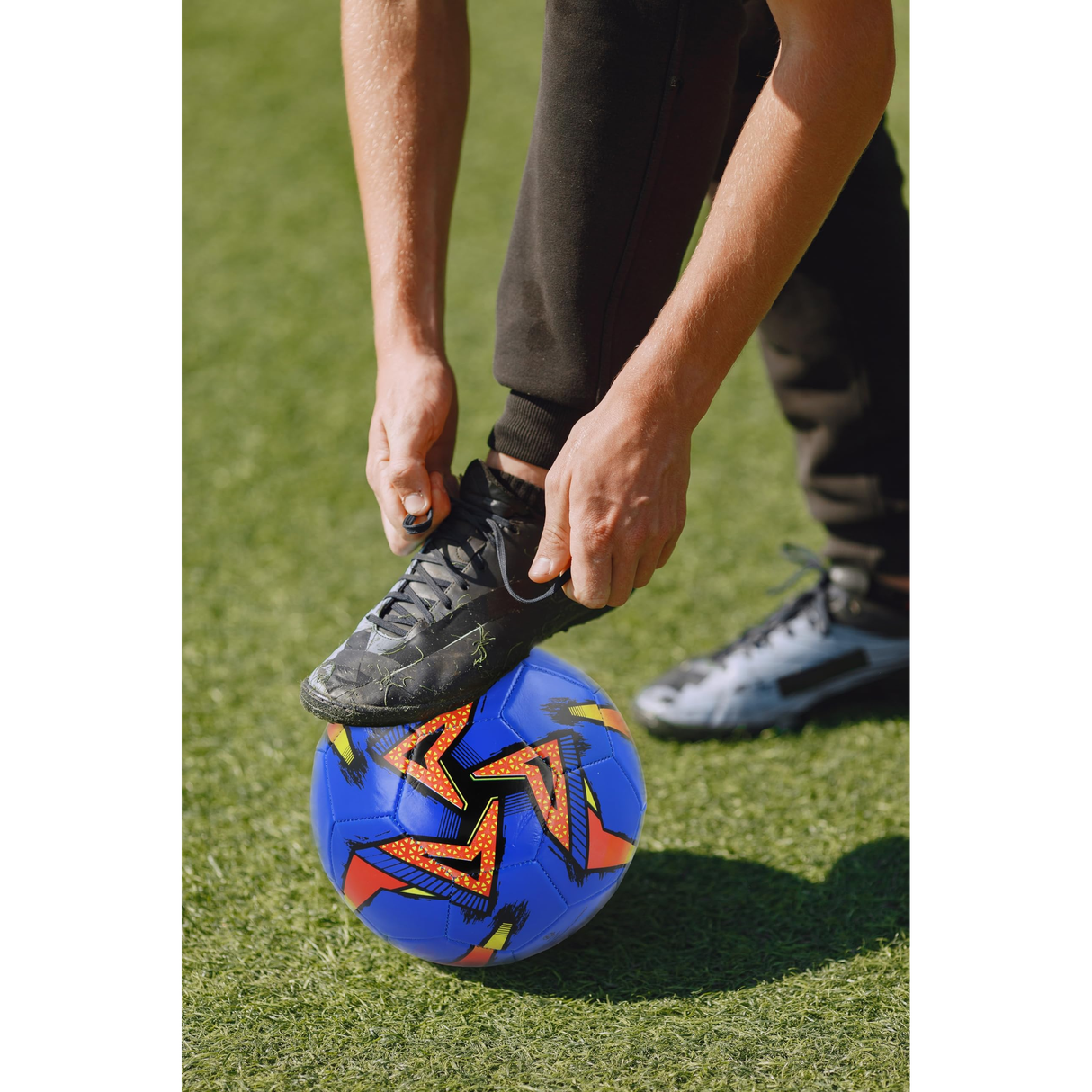 Single Leather Football in 3 Designs - Blue, Red, Yellow