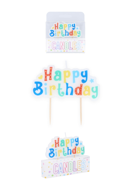 Colorful Happy Birthday candle cake topper with wooden picks for birthday cake decoration