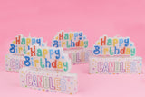 Colourful Happy Birthday White Block Candle