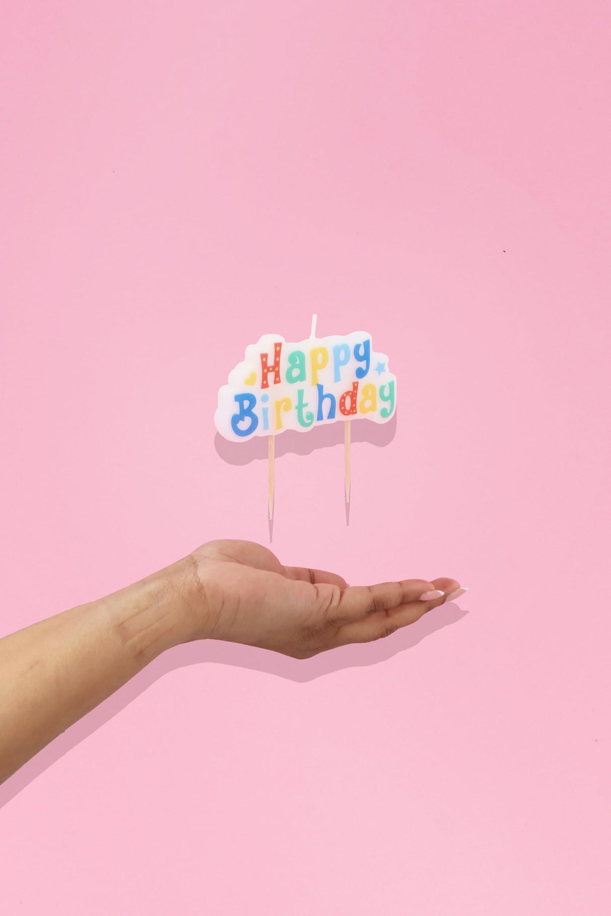 Colourful Happy Birthday White Block Candle